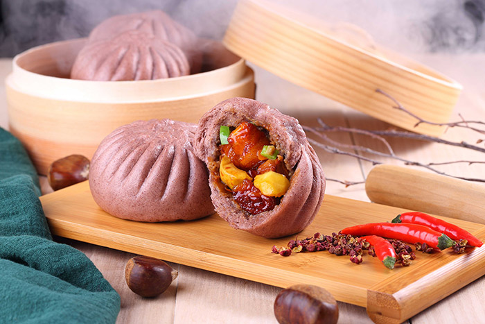 板栗紅燒肉包
